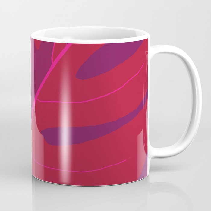 Only One Monstera Leaf in Red And Purple Colors #decor #society6 #buyart Coffee Mug