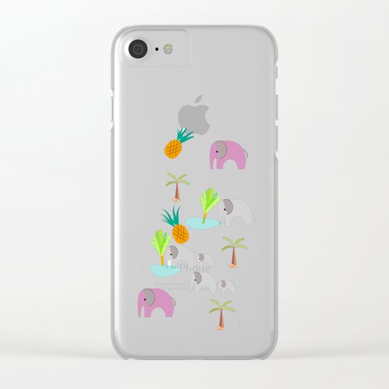 Pink Elephants Clear iPhone Case