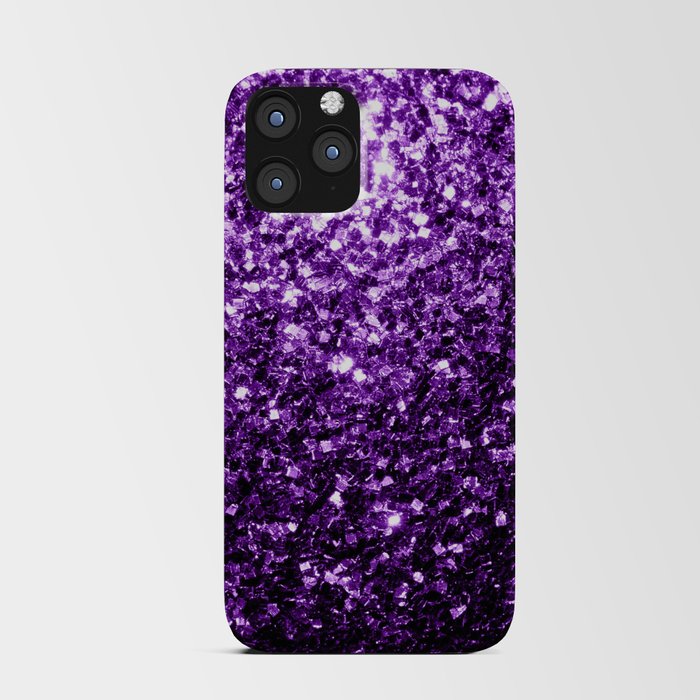 Dark Purple faux shiny glitter sparkles iPhone Card Case