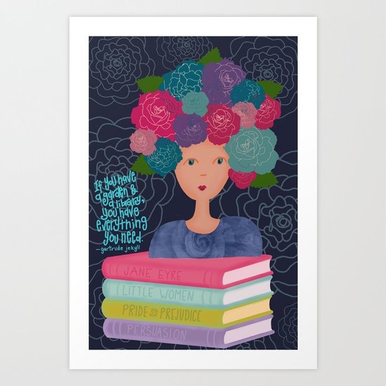 A garden and a library Art Print