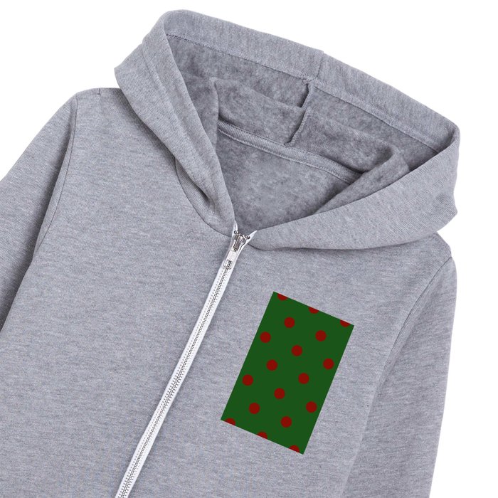 Green Red Festive Big Dots Collection Kids Zip Hoodie