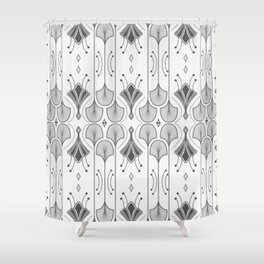 Lily Lake - Retro Floral Pattern Black White Shower Curtain