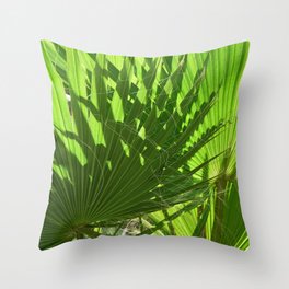 Shades of Palm Leaves Throw Pillow