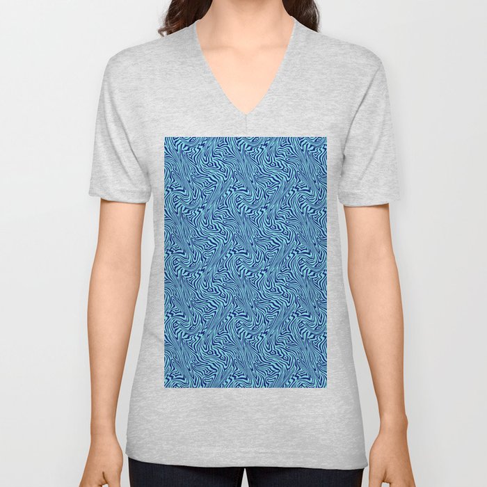 Beautiful bright blue pattern V Neck T Shirt