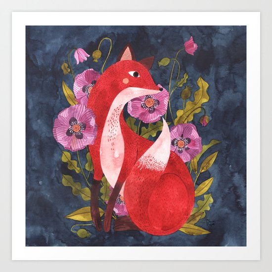 FOX & FLORA Art Print