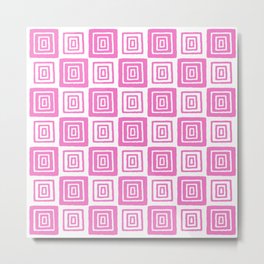 Mid Century Modern Geometric Checker 821 Pink Metal Print