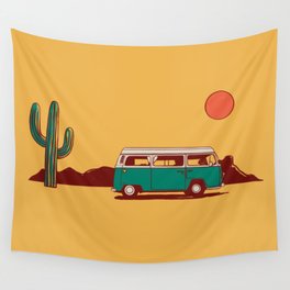 Desert Dachshund in Van with Saguaro Wall Tapestry