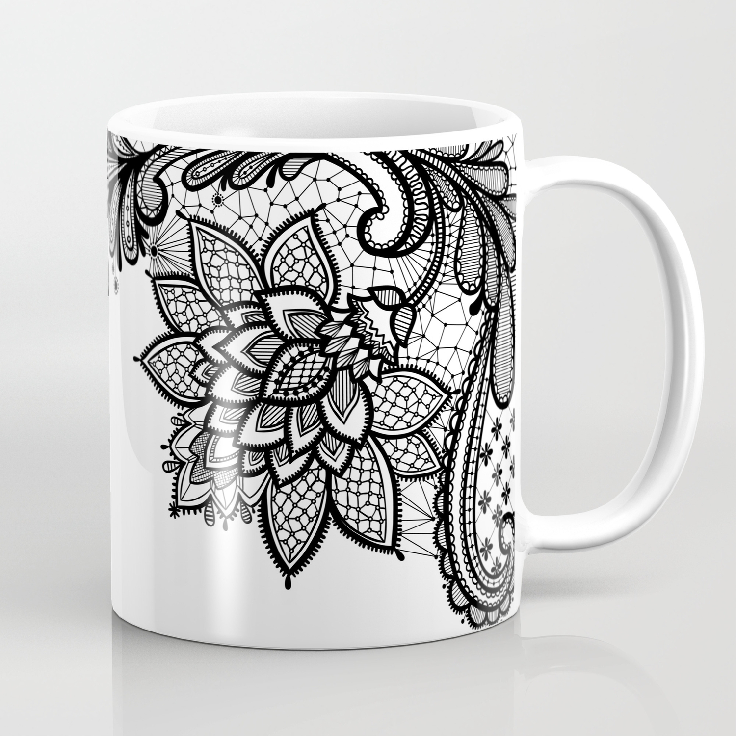Black Lace Home Decor Henna Flowers Black And White Decoration