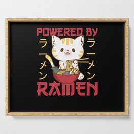 Powered By Ramen Cute Cat Eats Ramen Serving Tray