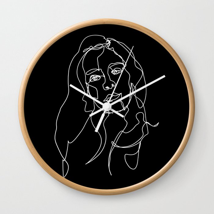 LINE ART FEMALE PORTRAITS II-II-I Wall Clock