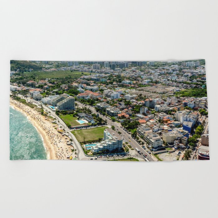 Brazil Photography - Crowded Beach By The City Beach Towel