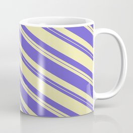 [ Thumbnail: Slate Blue & Pale Goldenrod Colored Lines/Stripes Pattern Coffee Mug ]