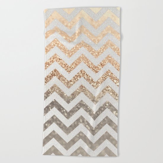 GOLD & SILVER CHEVRON Beach Towel