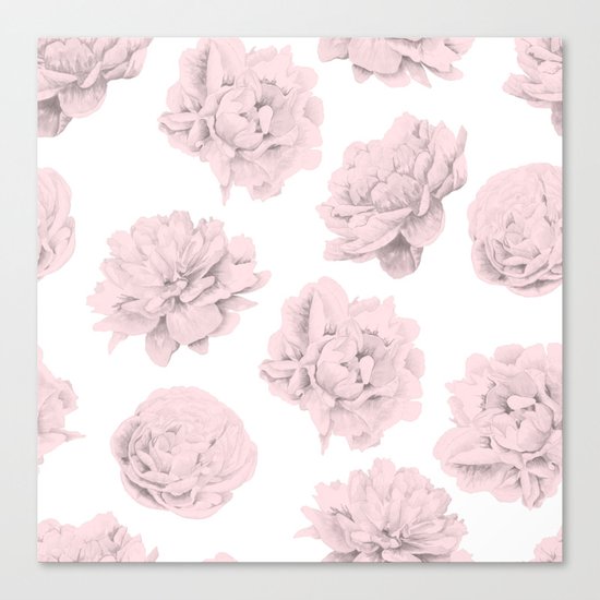 Simply Roses in Pink Flamingo Pink on White Canvas Print