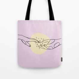 The Spark Between the Touch Of Our Hands Tote Bag