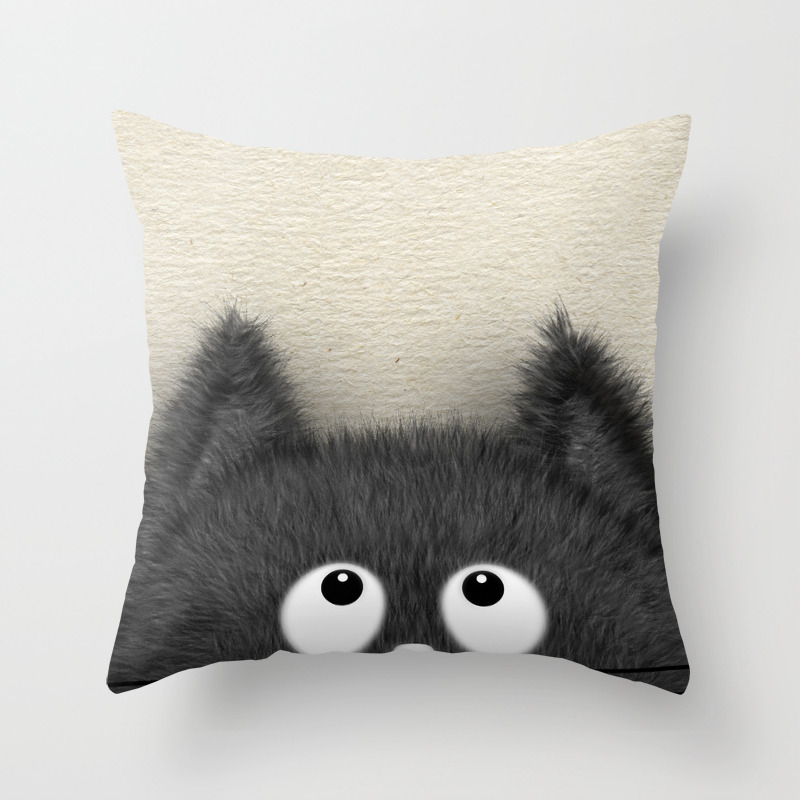 black fluffy pillows