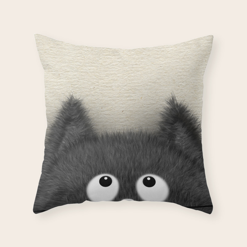 Cute Fluffy Black Cat Peaking Out Throw Pillow By K9printart