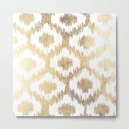 Modern white hand drawn ikat pattern faux gold Metal Print | Ikatpattern, Painting, Ikat, Trendy, Chic, Goldikat, Geometrical, Glamor, Pattern, Elegant 