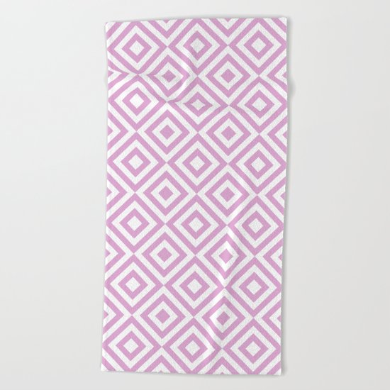 Purple Geometric Diamond Pattern Beach Towel
