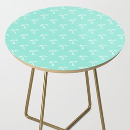 Seafoam And White Palm Trees Pattern Side Table