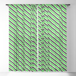 [ Thumbnail: Dark Grey, Lime, Beige, and Black Colored Pattern of Stripes Sheer Curtain ]