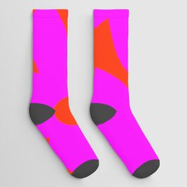 Pink Retro Flowers Orange Red Background #decor #society6 #buyart Socks