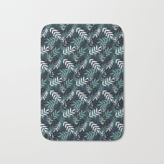 Blue Messy Leaves #society6 #decor #buyart Bath Mat