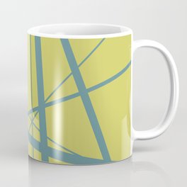 Turquoise Mikado Lines yellow background Coffee Mug