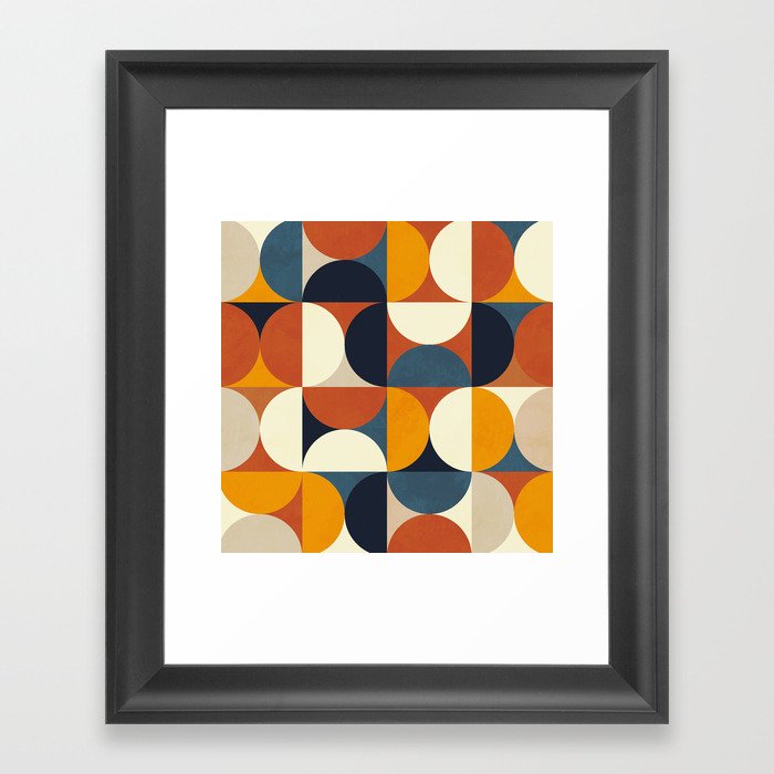 mid century abstract shapes fall winter 3 Framed Art Print