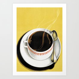 Coffee Vintage Wall Art, Retro Cafe Decor Art Print