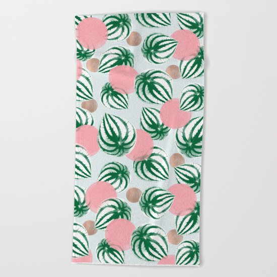 Watermelon Peperomia Pattern Beach Towel