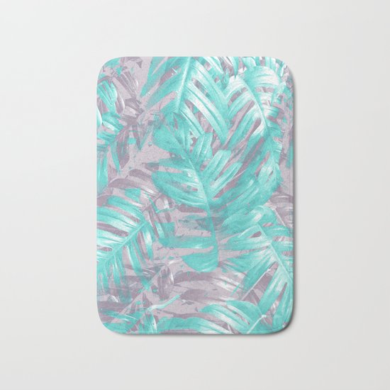 Teal and Silver foliage Bath Mat