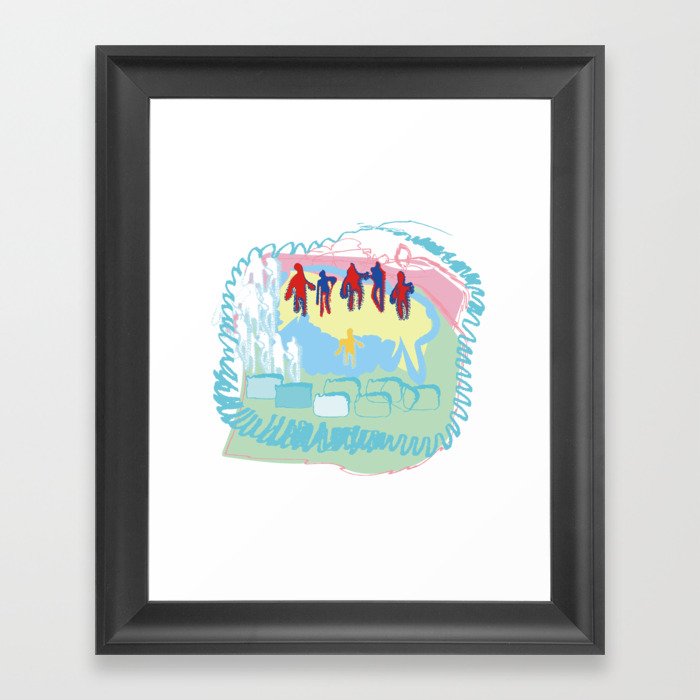 handdrawing heart mind pain mental hospital people abstract art illustration Sticker Framed Art Print