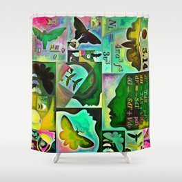 Inner Encryption series. Background of abstract organic forms, art textures and colors on subject of hidden meanings, sacred life, drama, poetry, mysticism and art. Shower Curtain