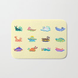Sea slug Bath Mat | Cuteanimal, Painting, Kawaii, Animal, Animalpattern, Children, Nudibranch, Fishpattern, Marinelife, Pastel 