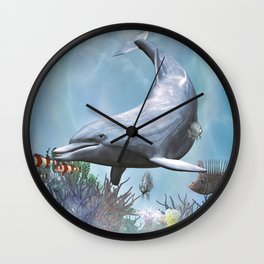 Dolphins Seascape Wall Clock