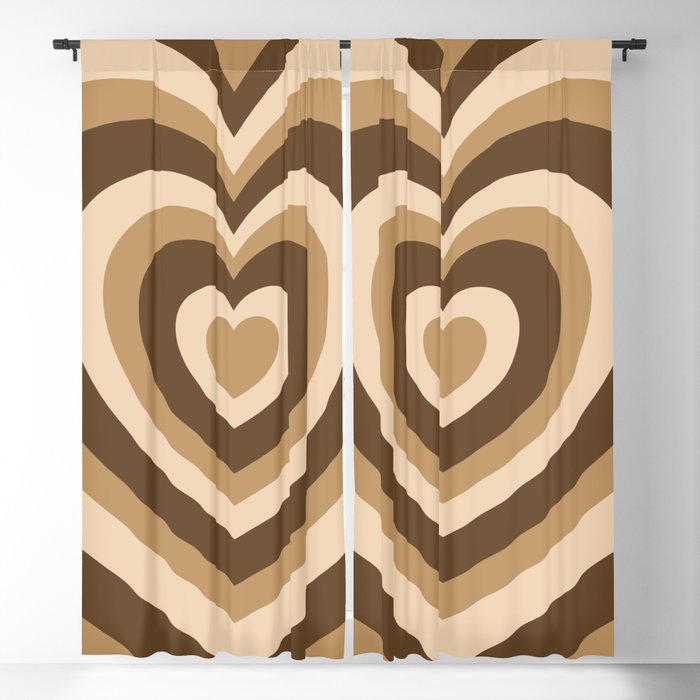 Aesthetic Hypnotic Brown Hearts Blackout Curtain