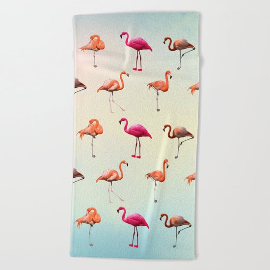 Pink flamingos Beach Towel