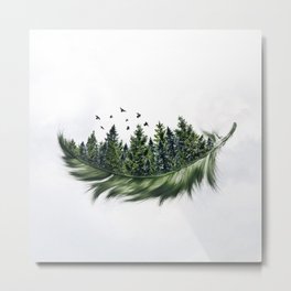 Earth Feather • Green Feather I Metal Print
