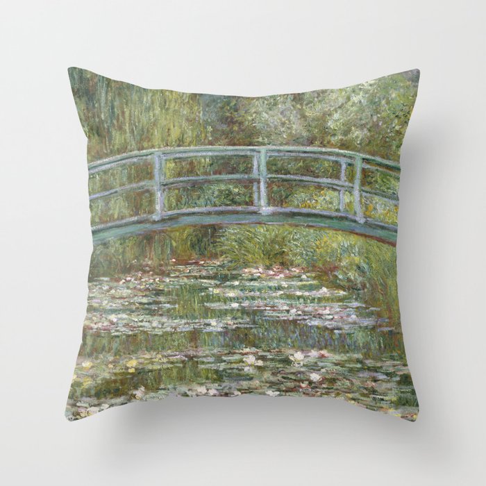 Water Lily Pond (Japanese Bridge) Throw Pillow