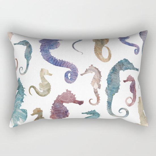 Colorful Seahorses Rectangular Pillow