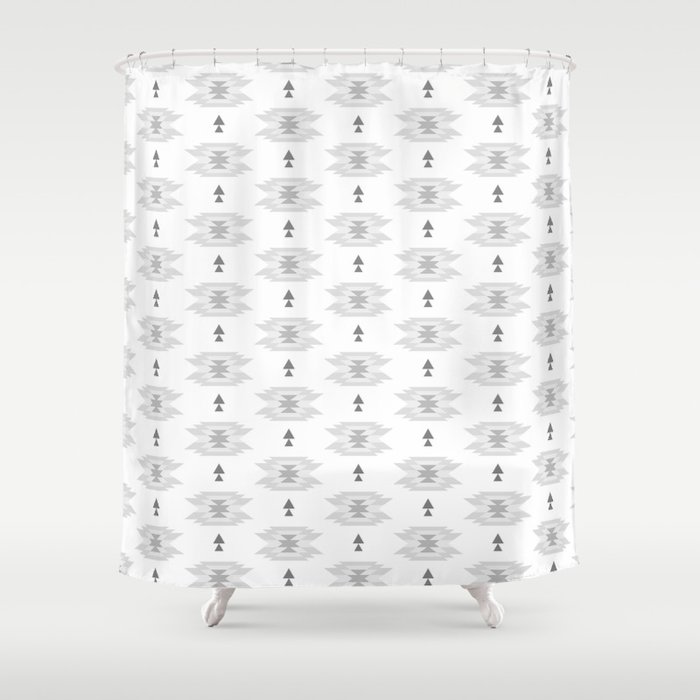 Pastel gray white abstract geometrical tribal pattern Shower Curtain