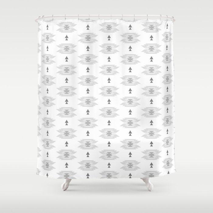 Pastel Gray White Abstract Geometrical Tribal Pattern Shower Curtain Pastel Gray White Abstract Geometrical Tribal Pattern Shower Curtain By Pink Water Society6