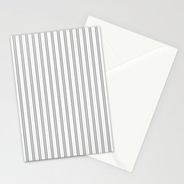 Smoke Grey and White Vertical Vintage American Country Cabin Ticking Stripe Stationery Card