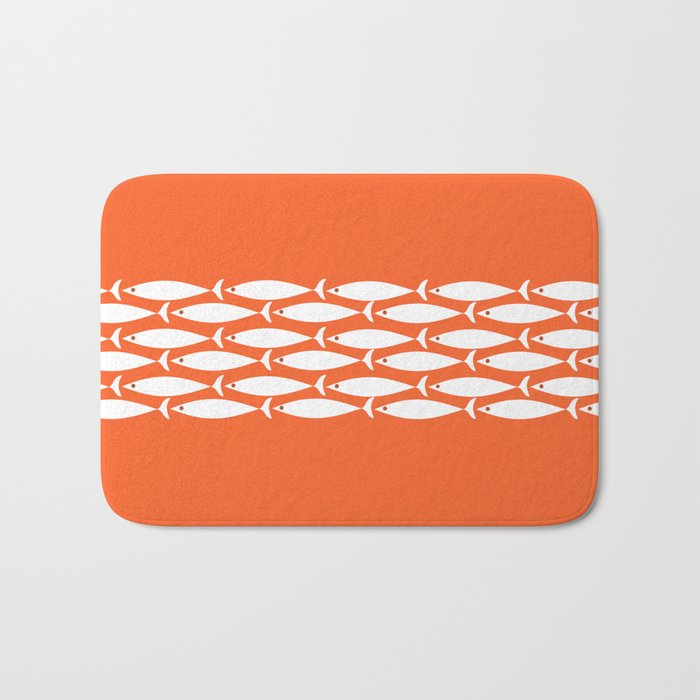 Fish Stripe 6 in Orange and White - Minimalist Pattern Bath Mat