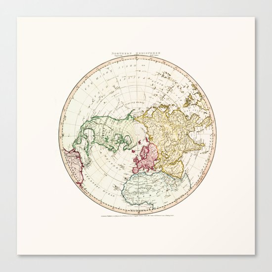 Northern Hemisphere- reproduction of William Faden's 1790 engraving Canvas Print
