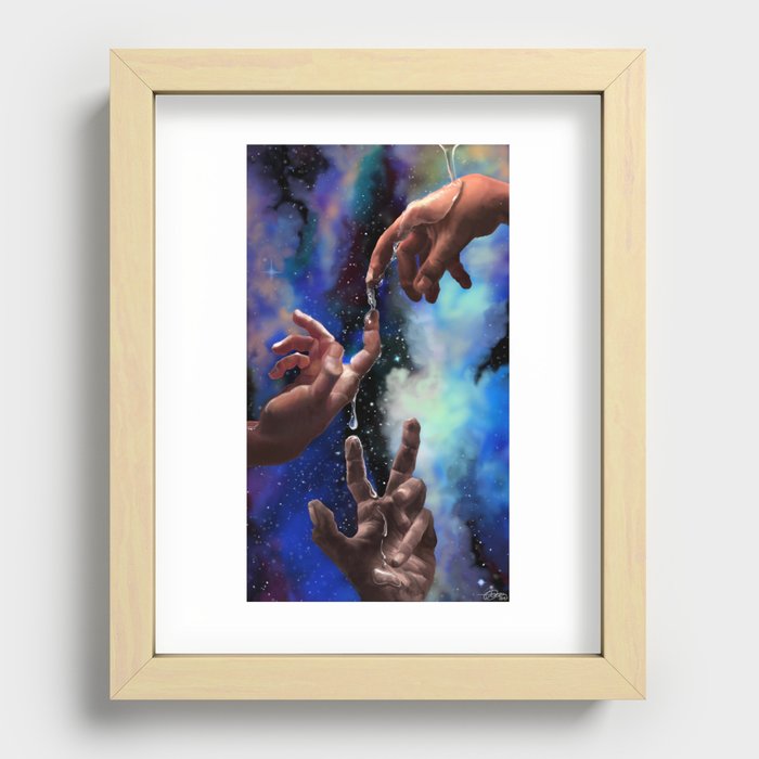 Hands in Space Recessed Framed Print