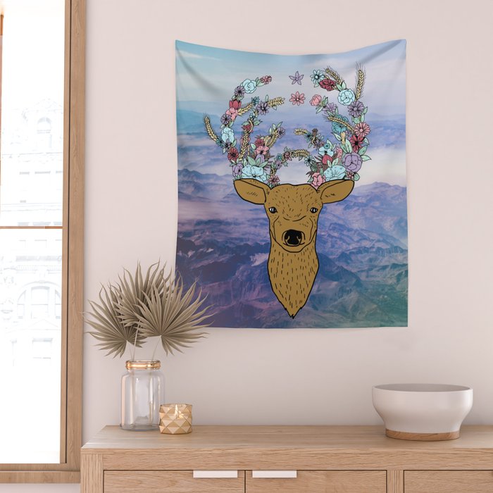 Bassnectar Floral Deer Wall Tapestry by TIWIL Society6