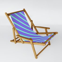 [ Thumbnail: Aquamarine & Medium Slate Blue Colored Stripes Pattern Sling Chair ]