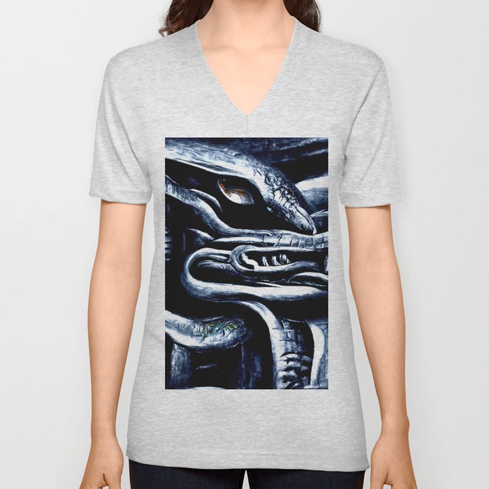 Quetzalcoatl, The Serpent God V Neck T Shirt